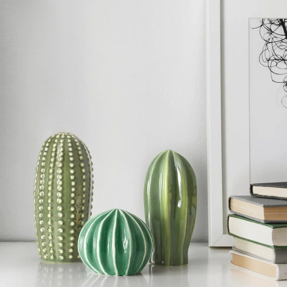 IKEA Green Ceramic Decorative Cactus Trio - Picture 1 of 10